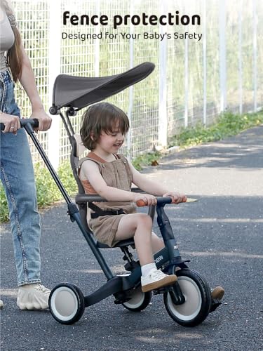 image for newyoo Tricycle for Toddlers 1-3, Toddler Tricycle with Push Handle an
