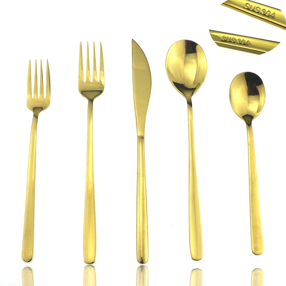 Amazon.com | JASHII Mirror Polished Gold 20-Piece SUS304 Stainless