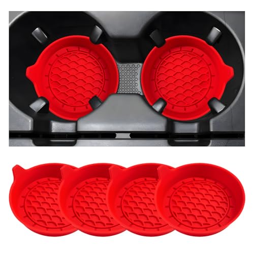 Juego 4 posavasos de silicón antideslizante para auto rojo miniatura 1