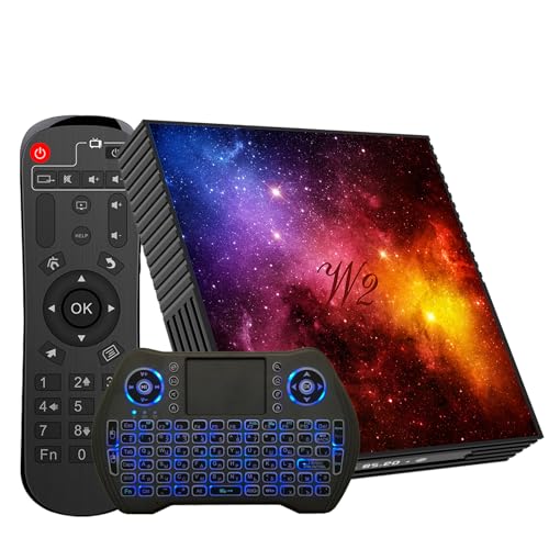 Android 12 TV Box, 4GB RAM 64GB ROM, mit Mini Tastatur, Dual-Band WiFi 2.4G/5G & BT 4.2, Unterstützt 4K UHD/3D Wiedergabe, Inklusive HDMI 2.0 und USB 2.0 Ports
