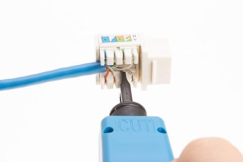 Miniatura 6 de SATMAXIMUM Conector de pared Ethernet Keystone en ángulo de 45 Cat5e Punch Down UTP 45 grados (terminación más fácil que 90 grados), terminación de