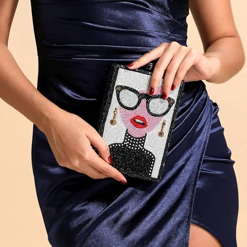 Image of Boutique De FGG Retro Mini Crystal Clutch Purses for Women Luxury,Novelty Rhinestone Evening Bag,Formal Party Clutch Handbag