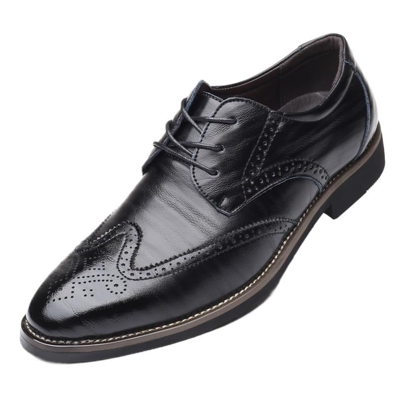 Mens Casual Dress Shoes Men's Lace Up Shoes Pointed Toe Mens Oxfords Double Buckles Monk Strap Formal Shoes Genuine Leather Classic Dress Shoes for Men