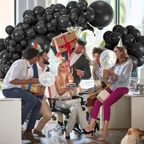 Black Balloons, 114pcs Matte Black Latex Balloon Garland Arch Kit, 18 12 10 5 Inch Different Sizes Pack for Graduation Halloween Anniversary Birthday Father’s Day Party Decorations - Image 6