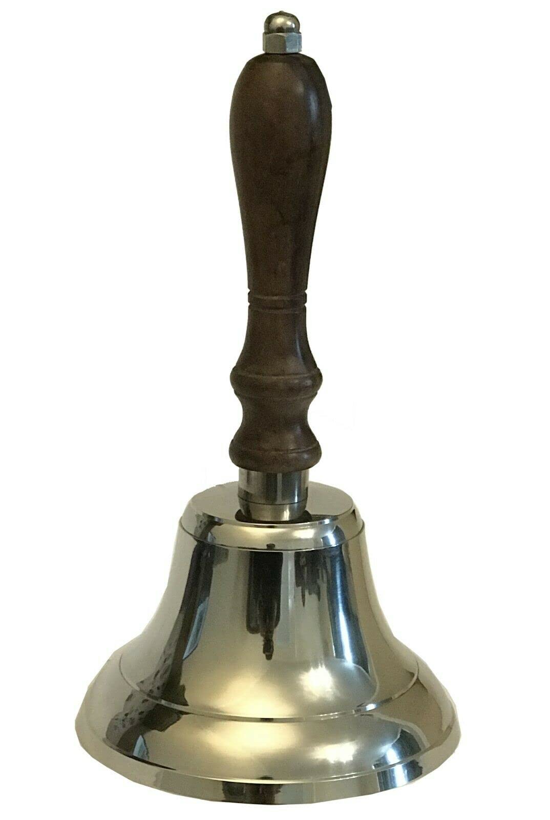 Vcraft 29Cm Brass Chrome School Dinner/Reception Hand Bell With Wooden Handle