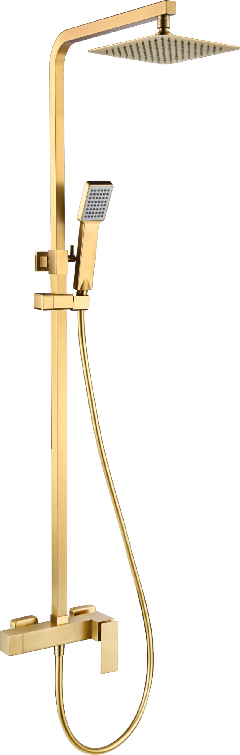 MICE - Barra monomando extensible de 82 cm a 126 cm hecha de acero inoxidable - Columna monomando con Rociador, mango, alcachofa Color Oro Cepillado