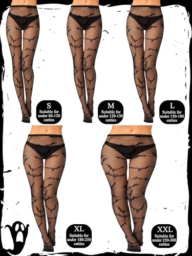 Image of Bencailor 3 Pairs Halloween Women Fishnet Stocking Tight Legging Black Stockings Small Hole Pattern High Pantyhose Waist Lace