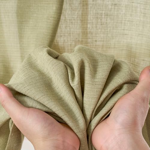 Image of jinchan Linen Curtains Light Filtering Back Tab 50x90 Inch 2 Panels Green