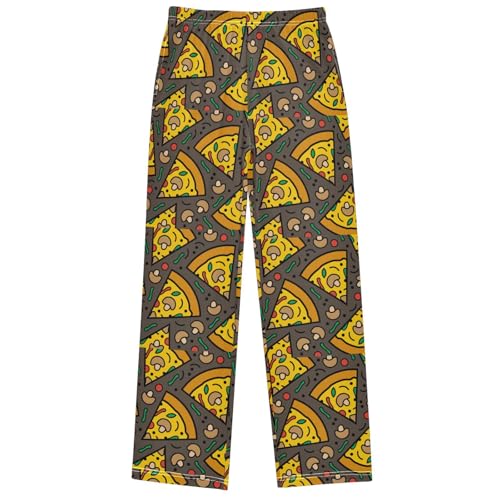 Boy's Pants Cartoon Pizza Slices Jogger Pants Elastic Waist Long Bottoms Trousers with Pockets 6-14 Years