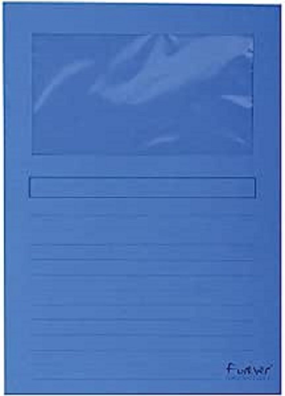 Exacompta - Ref 50102E - Forever Collection - Window Folders - 220 x 310mm in Size, Suitable for A4 Documents, 120gsm Recycled Board - Bright Blue (Pack of 100)