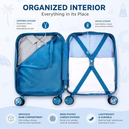 Image of CCJPX 5Pcs Kids Luggage for Boys, 16 inch Travel Suitcase Set with Spinner Wheels, Dinosaur Hardside Carry on Toddler Rolling Suitcase Airline Approved (White)