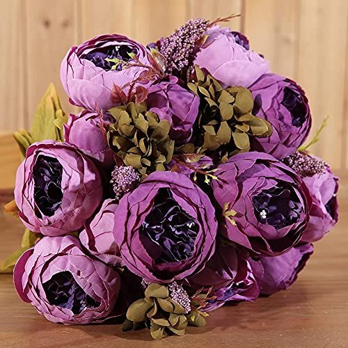 Luyue 2Pcs Vintage Artificial Peony Silk Flowers Bouquet Home Wedding Decoration(Purple) #TOP1