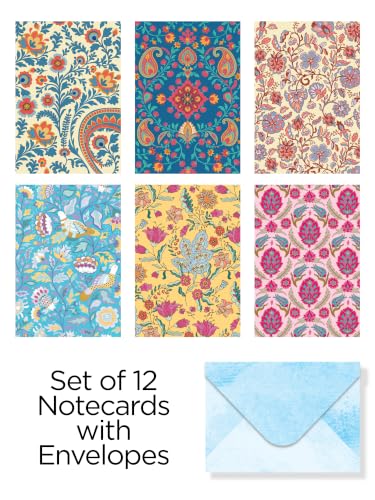 Image of DOODLE Floral Blank Notecards with Envelopes - Set of 12 Mini Greeting Cards with 12 Envelopes | Thank You Notes, Gift Enclosures & All Occasion Cards