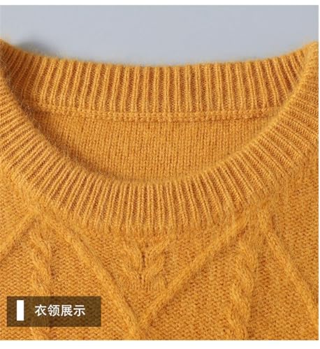 Rfmfkkg Men's Mink Sweater Crew Neck Thickened Twisted Flower Business Casual Long Sleeved Pullover Jumper4