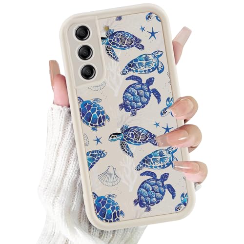Kivlclri Handyhülle für Samsung Galaxy A50 / A30S / A50s Hülle 6 7 Aesthetic Blau Schildkröte Muster Motiv Design für Mädchen Schutzhülle Kameraschutz Stoßfest Weiche Bunt Weiß Silikon TPU Case
