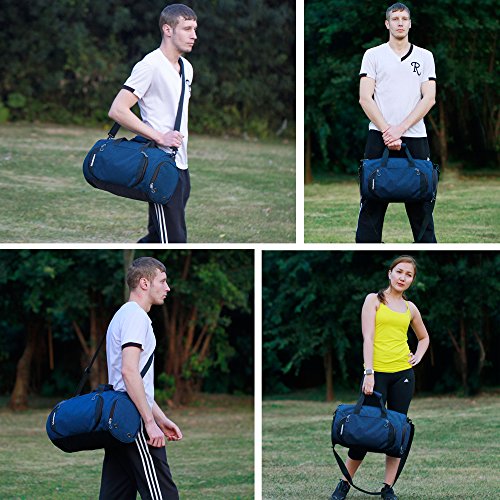 Gym Sports Small Duffel Bag for Men and Women with Shoes Compartment - Mouteenoo (X-Small, Blue/Black)