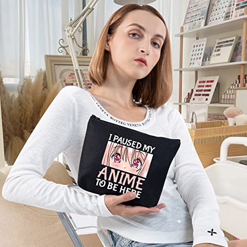 LEVLO Anime Girl Cosmetic Bag Amine Girl Inspired Gift I Paused My Anime To Be Here Makeup Zipper Pouch Bag Anime Cosplay Merchandise - Image 4