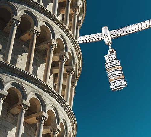 Leaning Tower of Pisa Italy Multi-Clasp Clip On Pendant Sterling Silver Charm Bead For Pandora & Similar Charm Bracelets or Necklaces & More3