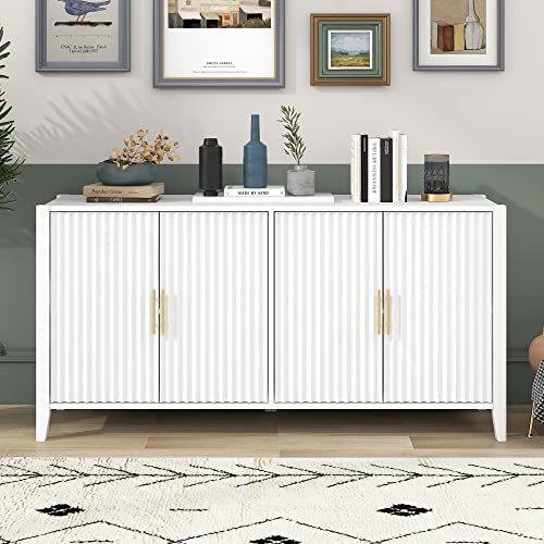 Merax Modern Accent Sideboard,Buffet Cabinet Cupboard With Shelves, White #TOP2