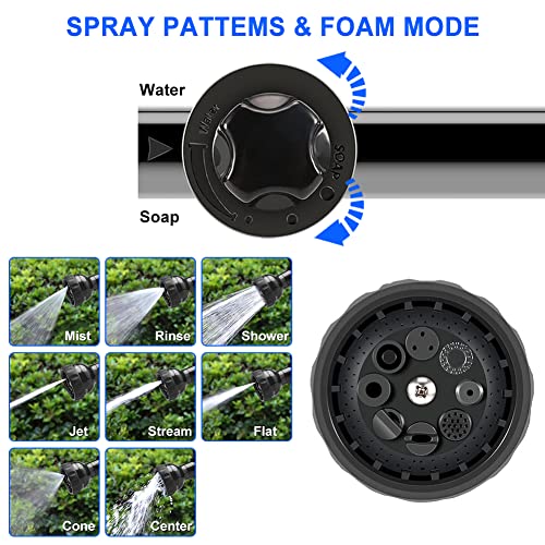 Car Wash Nozzle, Willcrew High Pressure Hose Nozzle Sprayer 8 Way Patterns Hose Soap Sprayer ​With 2 X 3.5Oz 100Cc Soap Dispenser And Washing Mitt For Car Wash, Watering Plants, Showering Pet #TOP2