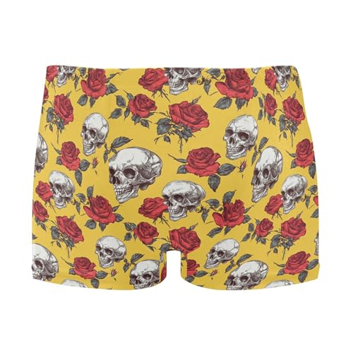 Skull Flower Mens Swim Trunk Swimwear Bathing Suit Swim Brief Square Leg Board Short S B0404457