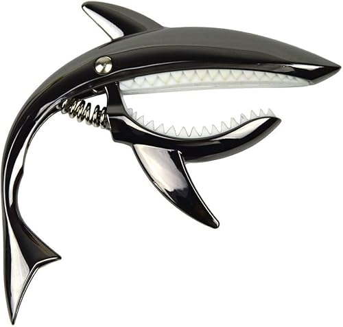 ギター カポタスト ワンタッチ カポタスト シャーク 鮫形 ギター カポ アコギカポ エレキギター カポタスト フォークギターウクレレ用 高級亜鉛合金 (ブラック)