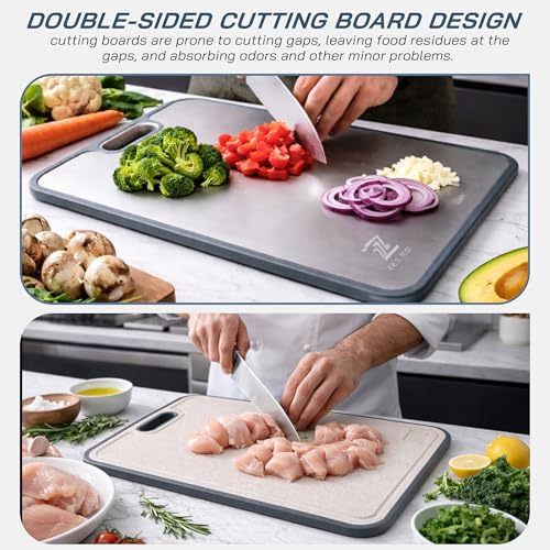 Tabla de Cortar de Acero Inoxidable 304, Doble Cara 15×10 pulgadas miniatura 2