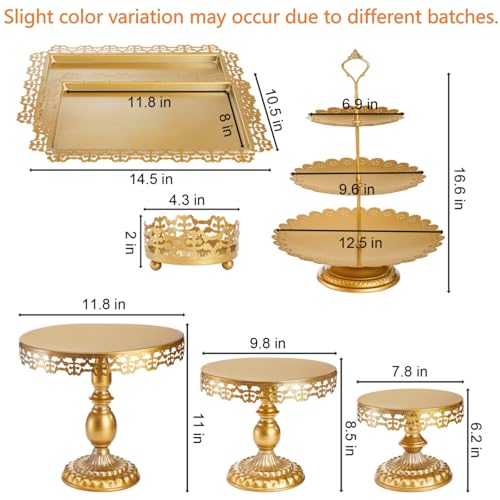 Hacaroa Set of 7 Gold Cake Stand, Metal Dessert Table Display Set Tiered Cupcake Holder, Decorative Candy Fruit Tower Plate Dessert Serving Tray Platter for Wedding, Birthday Party, Baby Shower - Image 4