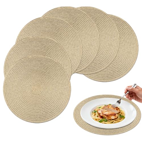 wiipara Runde Tischsets Platzsets Gold für Weihnachten 6er Set...