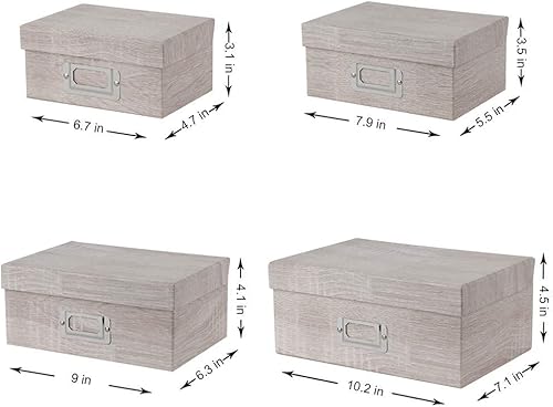 Miniatura 8 de Cajas de almacenamiento de fotos cajas de almacenamiento con tapas juego 4 en 1 a prueba de agua con asas cubos de almacenamiento decorativos de