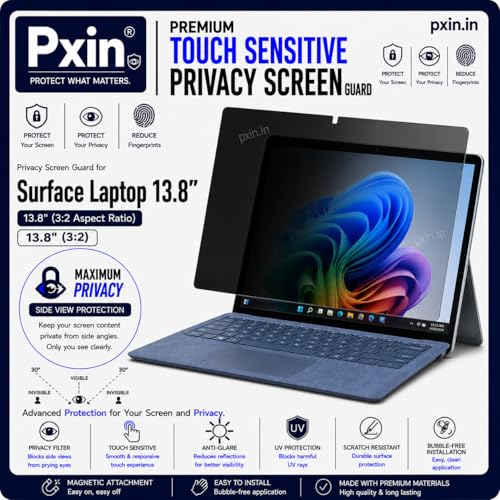 Image of Pxin Aura | Compatible with Microsoft Surface Laptop | 13.8 Inch - Ultra Touch Sensitive Privacy Screen | Anti Blue | Anti Glare | UltraThin for Hyper Touch | Anti UV | Privacy Filter