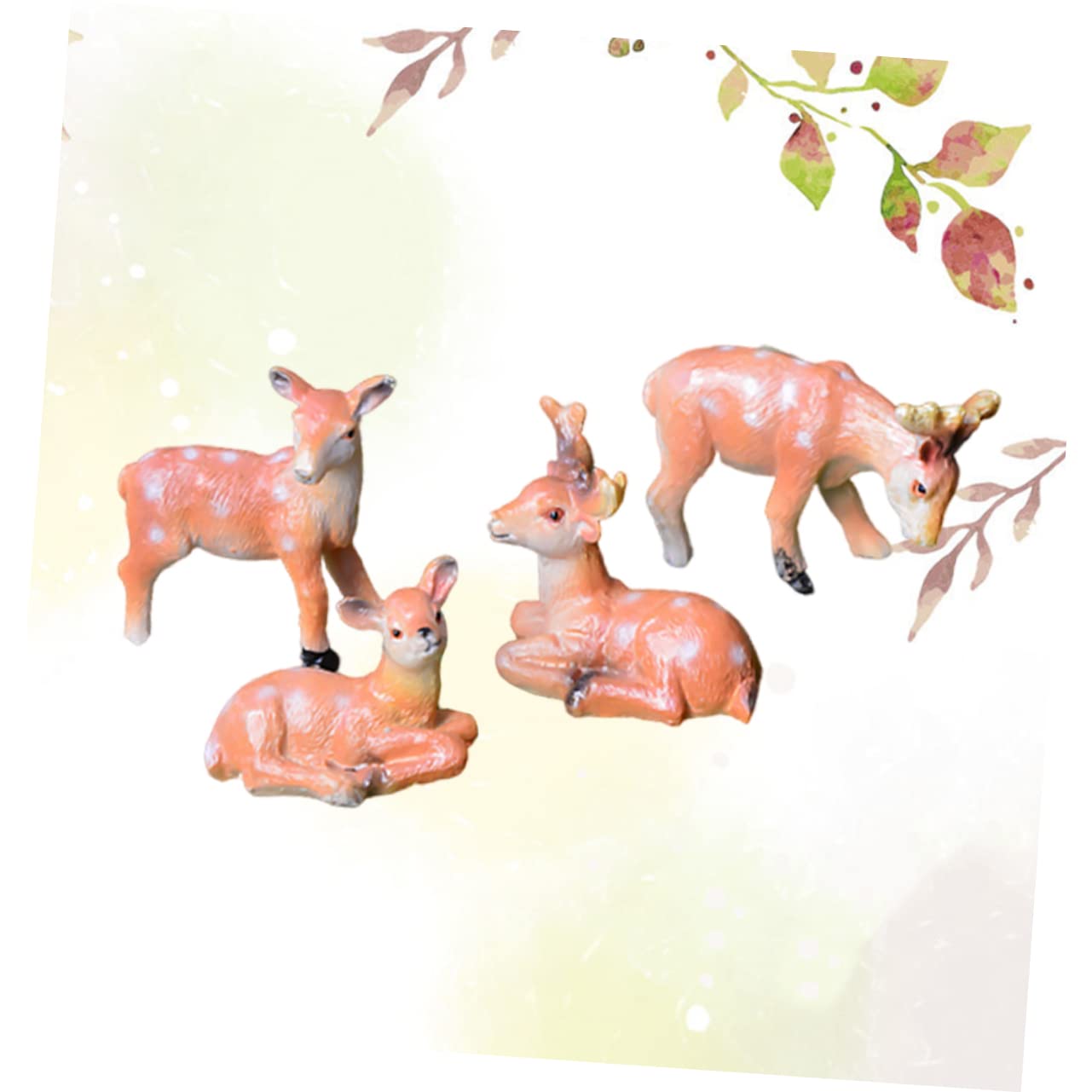 VANZACK 3 Sätze Teiliges REH Figuren Resin Für Landschaftsdeko Süßes Tier Ornament Für Wohnzimmer Schlafzimmer Und Wohnraumgestaltung Als Für Familie Und Freunde 4 Stücke * 3