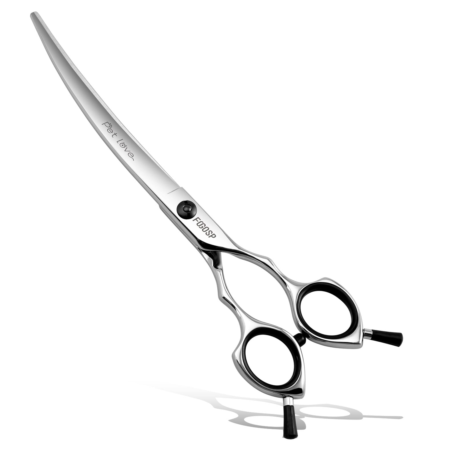 Fogosp Curved Dog Grooming Scissors 7.5 In Curve Shears For Pet Dogs Cat Japan 440C 30°Arc Upward & Downward For Trimming Face And Paws(7.5, Curved)