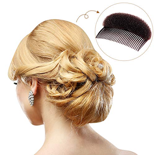 Foto von 8 Stück Bump It Up Volumen Haar Basis Set Styling Insert Flecht Werkzeug Haar Bump Up Kamm Clip Schwamm Brötchen Haar Pad Zubehör für Frauen Mädchen DIY Frisur