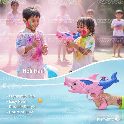 Image of Holi Shark HydroFizz Fun Blaster Water Gun | with Free Balloons PoPo Toys