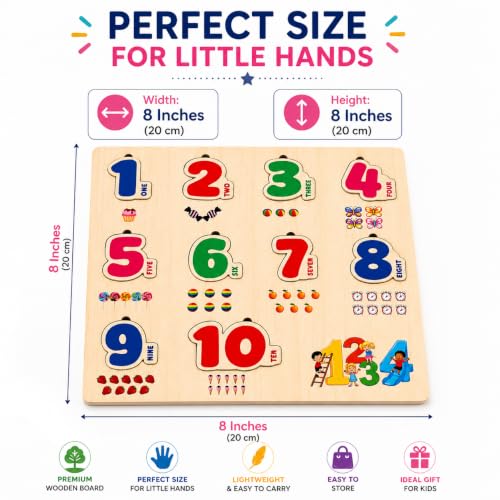 Image of Wooden Name Puzzle for Toddlers 2+ Years | Montessori Letter Matching & Name Recognition Learning Toy | Alphabet Educational Puzzle for Preschool Boys & Girls (Numbers)