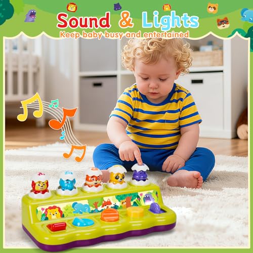 Image of FS Toddler Pop Up Toy with Music and Light, Cause and Effect Toys for 6 9 12 18 Month Old Baby, Early Learning Educational Toys for 1 2 Year Old Boy and Girls Gifts