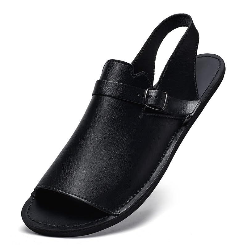 Men's leather sandals open toe outdoor comfortable retro casual summer fisherman slip adjustable men's sandals2