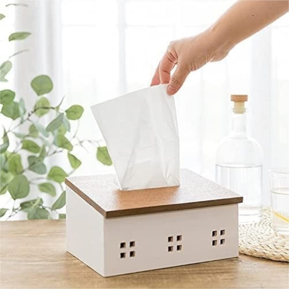 Pudełko na Chusteczki Nawilżane, Nordic Wood Tissue Box Uchwyt Na Chusteczki Papierowy Pojemnik Serwetki Akcesoria Do Jadalni W Domu Sypialni i Salonu(A)