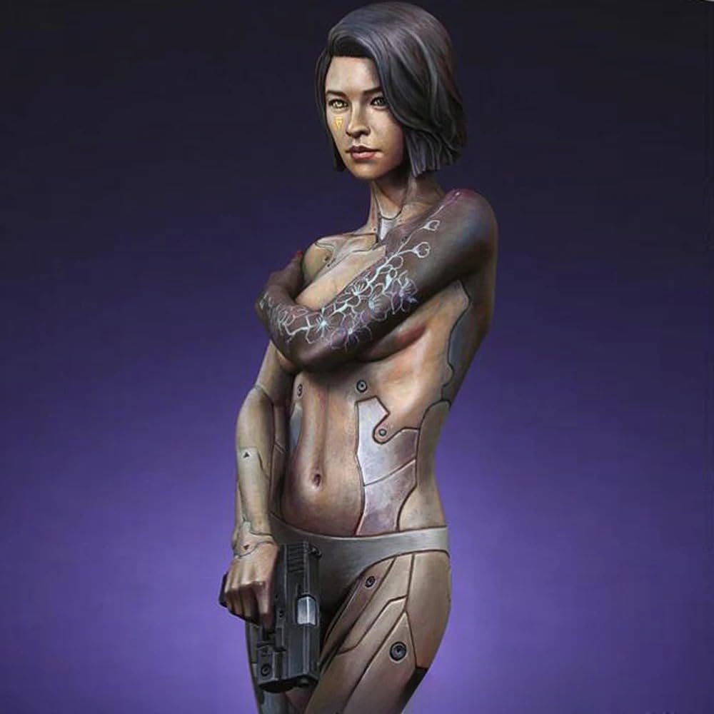 1/12 Future Warrior Female Machine Killer Resin Bust Model Kit, Sci-Fi Theme, Unassembled Unpainted, Collector Display Bust