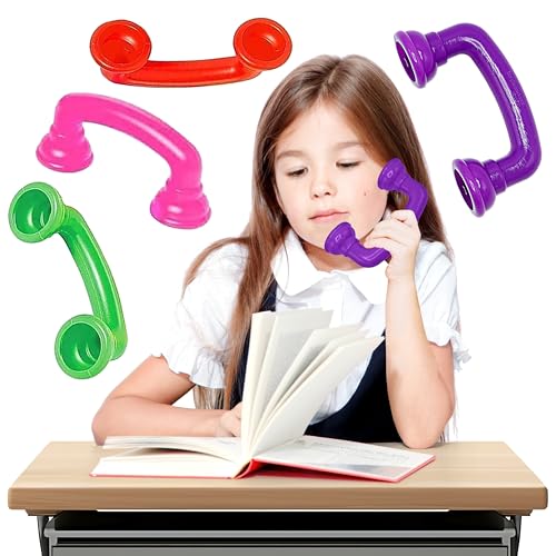 4Es Novelty Whisper Phones for Reading - Pack of 4 - Auditory Feedback Hear Myself Sound Phone - Accelerate Reading Fluency Comprehension & Pronunciation - Speech Therapy Materials Toys