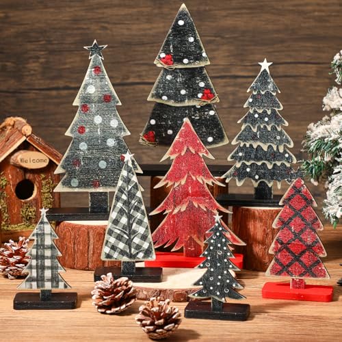 8pcswoodenchristmastreestabletopdecorrusticchristmasdecorwoodentreessignforhomeofficefireplacefarmhousepartyxmascenterpieces  Urban Country Home Decor 8 pcs wooden christmas trees tabletop decor rustic christmas decor wooden trees sign for home office fireplace farmhouse party xmas centerpieces  urban country home decor