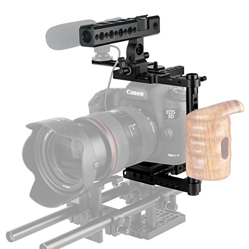 Image of NICEYRIG Quick Release Half Cage Kit for Panasonic Lumix G85 /G95 /G9 /G7, Canon EOS R /RP / /T7I /6D /7D, Nikon D810 /D850 /D750 /Z6 with NATO Rail Top Handle - 232