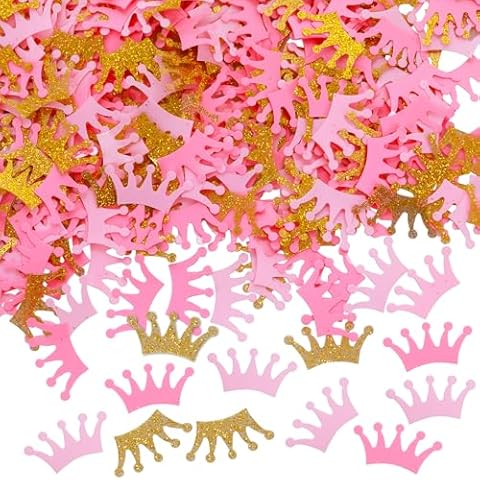 300 Pieces Gold and Pink Princess Crown Confetti Cover