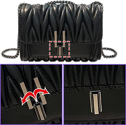 Hanbella Crossbody Purse for Women - Cute Quilted Leather Shoulder Bag with Gold Chain Strap for Teen Girls - Womens Clutch4