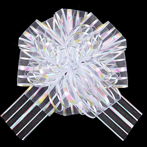 Zoe Deco Pull Bows for Gifts (Organza White, Set of 10), 6