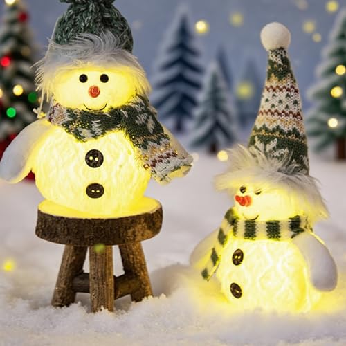 IGUGI Weihnachtsdeko Schneemann Figuren mit LED Licht,2 Stück...