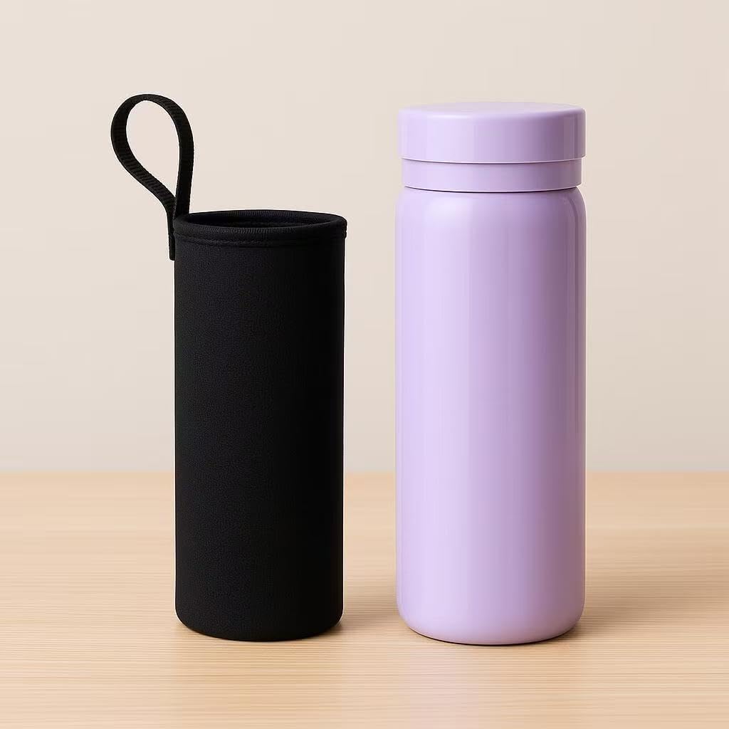 Mini Stainless Steel Insulated Water Bottle, 6.8 oz, Pocket Flask, Small Travel Tumbler, Leak Proof, BPA Free, Keep Hot and Cold (Purple)