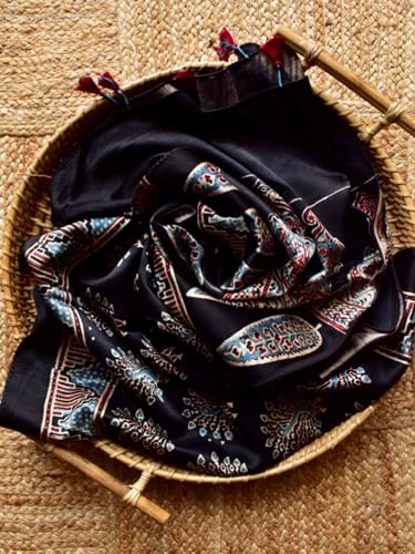 Ajrakh Handblock Printed Mashru Silk Stole2