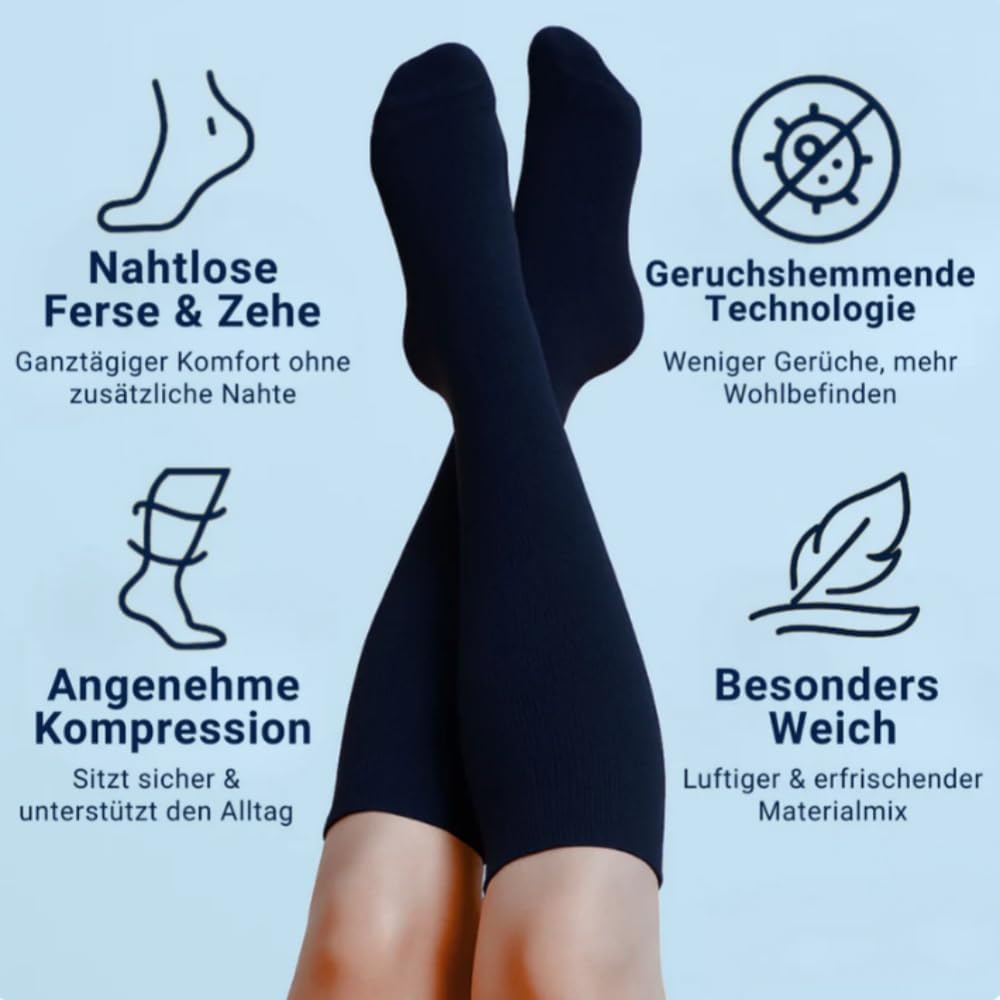 MEVERY-CLASSIC KOMPRESSIONSSTRÜMPFE 6 Paar für Damen & Herren, Geschlossener Zehenbereich, für Sport & Reisen, Elastisch, Strapazierfähig, Weich & Atmungsaktiv